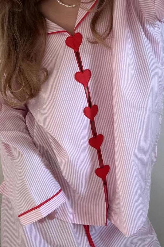 Rosalie Striped Heart Pyjama Set