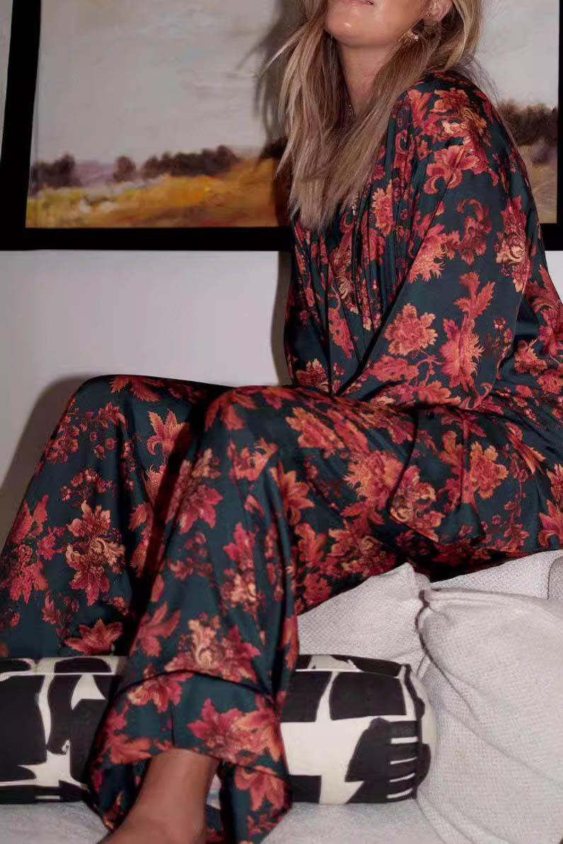 Florence Floral Satin Pyjama Set