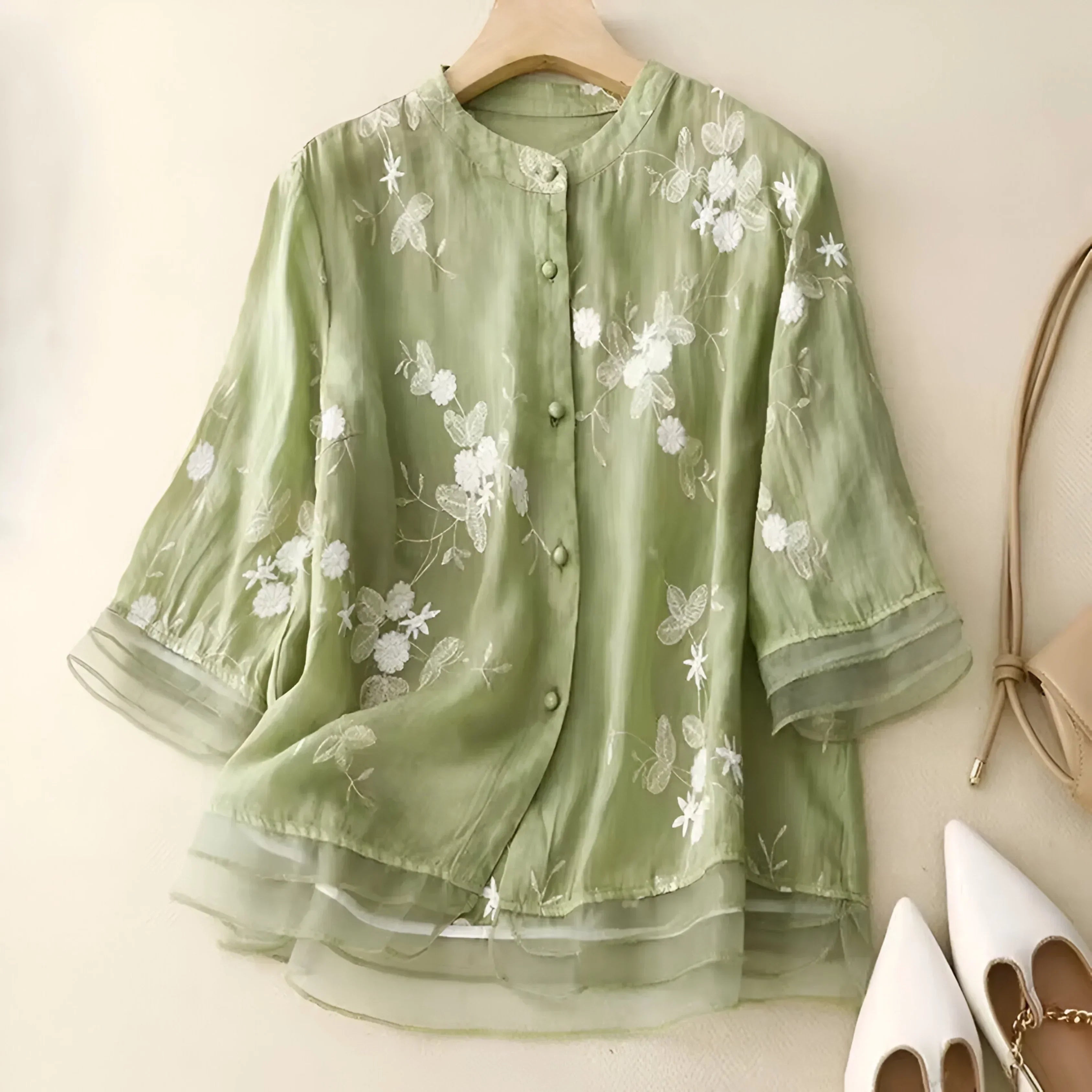 Elowen – Embroidered Sheer Blouse